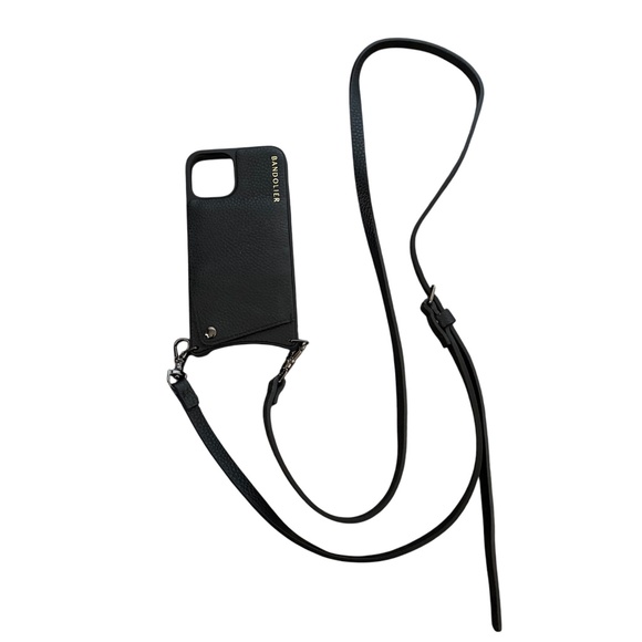 Bandolier Emma Pebbled Leather Crossbody Phone Case iPhone 11 Pro Black Pewter - Picture 1 of 3